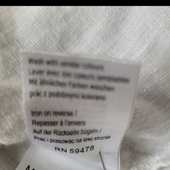 MALVIN I Love Linen Women SZ Sm. 100% linen crochet boho pearl button Peasant - Picture 8 of 11